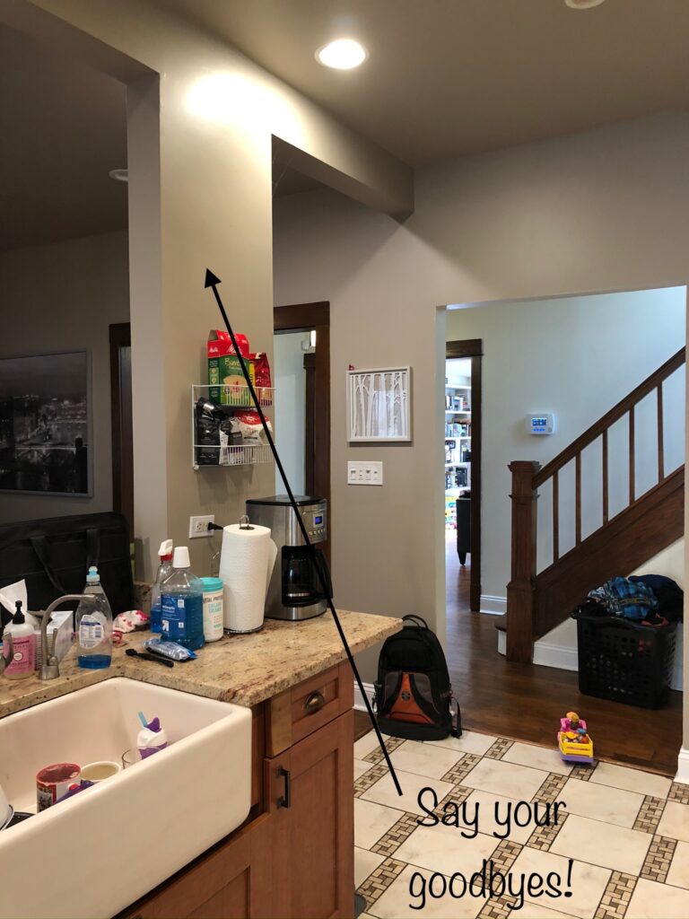 View from inside the kitchen looking towards the foyer.